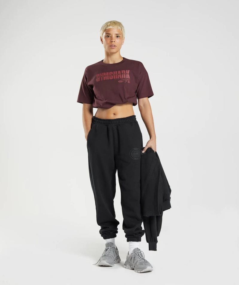 Women's Gymshark GS10 Year Midi Cropped Tops Burgundy | CA D085N7